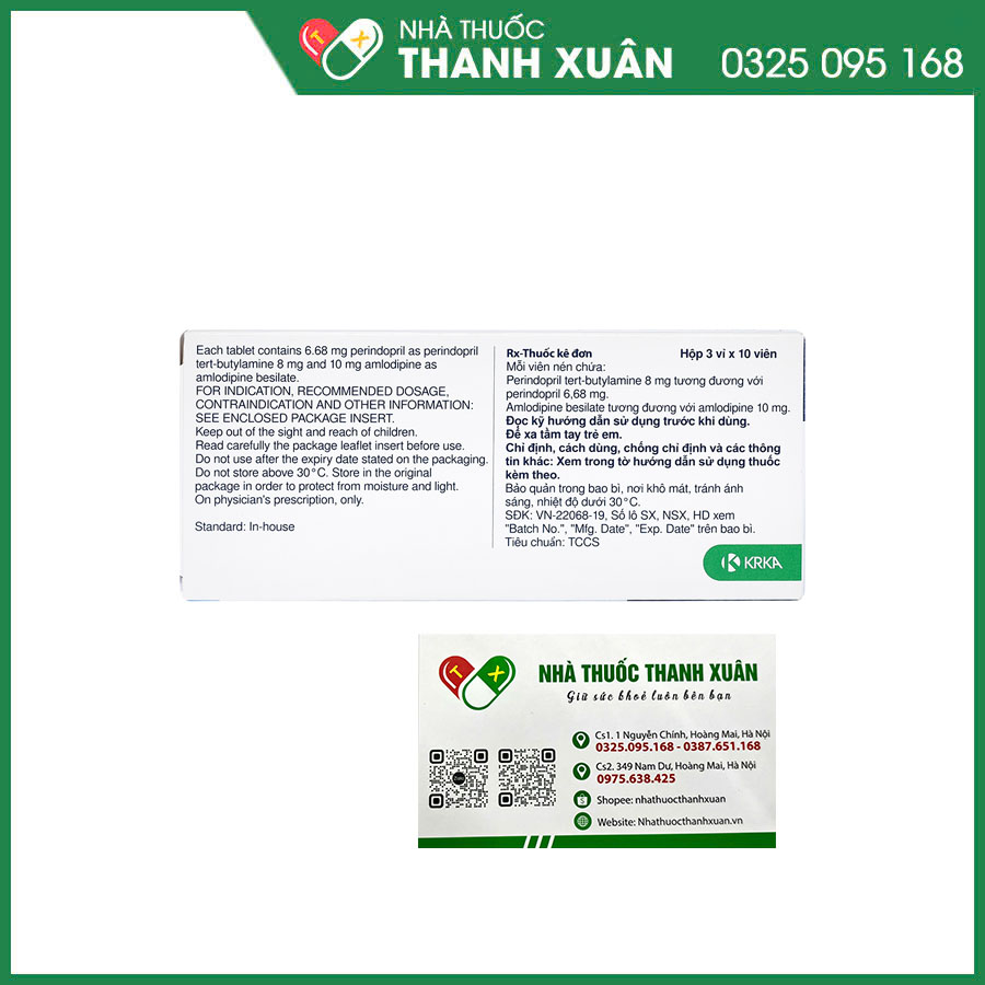 Amlessa 8mg/10mg thuốc điều trị thay thế trong tăng huyết áp vô căn và/hoặc bệnh mạch vành ổn định